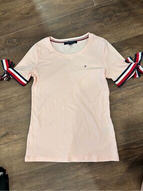 Tommy Hilfiger Elevated Basis Bow Sleeve Girly Pop Forth Of July Tee Size S Pink